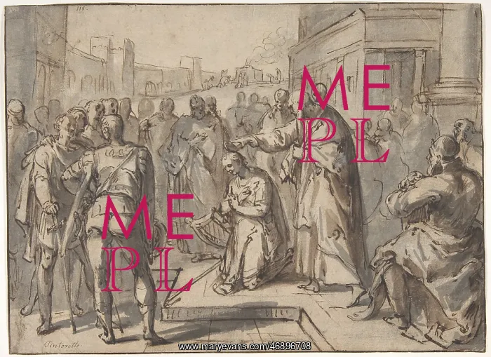 : Samuel Annointing David; verso: sketch of two : Samuel Annointing David; verso: sketch of two