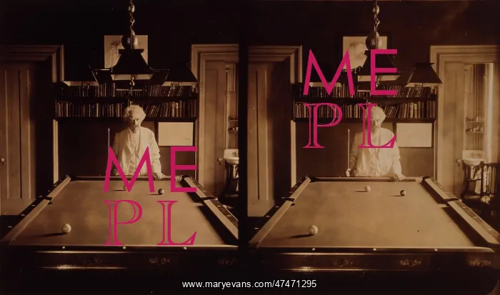 : Samuel Clemens, half-length portrait, standing at end of poo : Samuel Clemens, half-length portrait, standing at end of poo