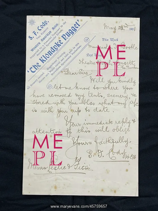 : Samuel Code letter on The Klondyke Nugget stationery : Samuel Code letter on The Klondyke Nugget stationery
