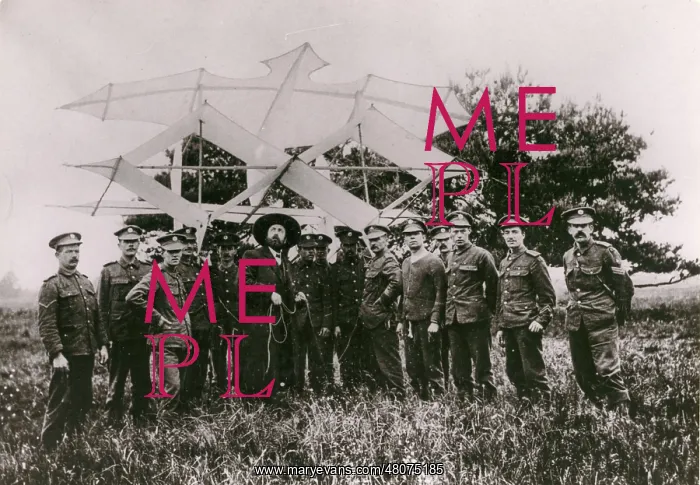 : Samuel Cody at Aldershot with his first Kite : Samuel Cody at Aldershot with his first Kite