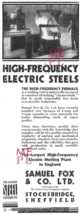 : Samuel Fox High Frequency Electric Steels : Samuel Fox High Frequency Electric Steels