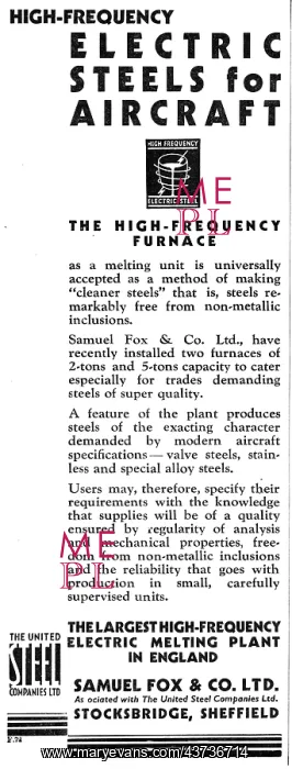  : Samuel Fox High Frequency Electric Steels