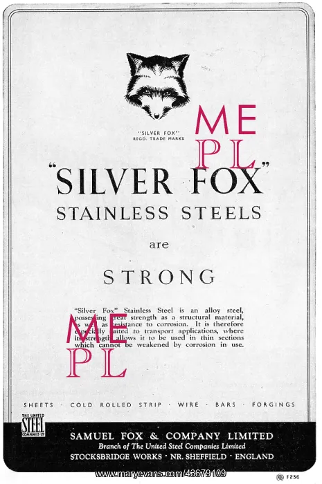 : Samuel Fox Sliver Fox Stainless Steels : Samuel Fox Sliver Fox Stainless Steels