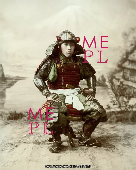 : Samurai warrior in armour, Japan : Samurai warrior in armour, Japan