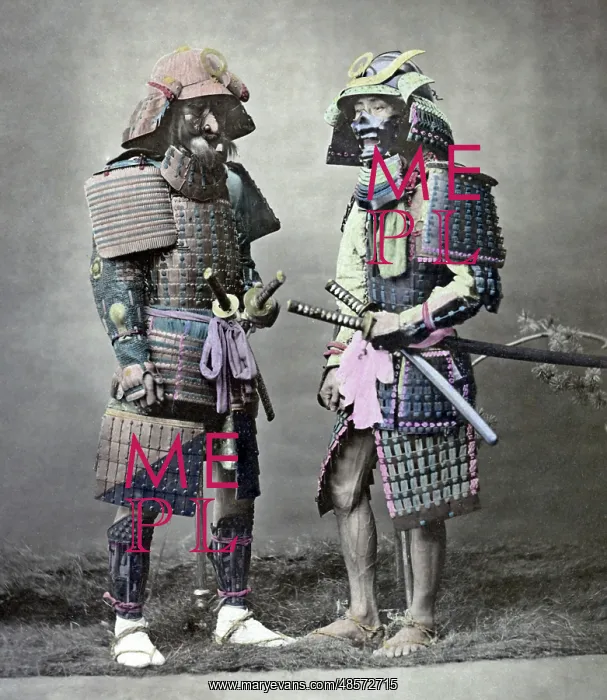 : Two samurai warriors (probably actors) Japan, circa 1880s : Two samurai warriors (probably actors) Japan, circa 1880s
