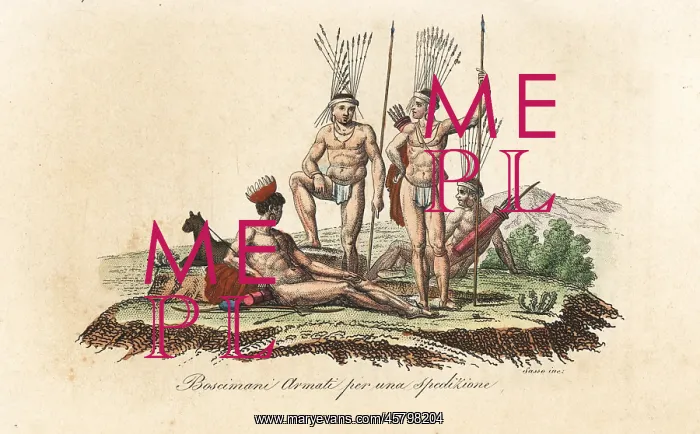 : San men armed for a hunting expedition : San men armed for a hunting expedition