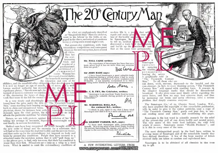 : Sanatogen - Twentieth Century Man advertisement : Sanatogen - Twentieth Century Man advertisement
