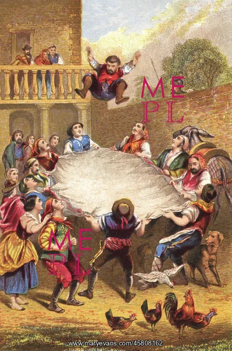 : Sancho Panza is tossed in a blanket : Sancho Panza is tossed in a blanket