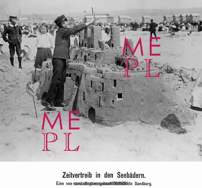 : Sand castle on the beach, 1913 : Sand castle on the beach, 1913