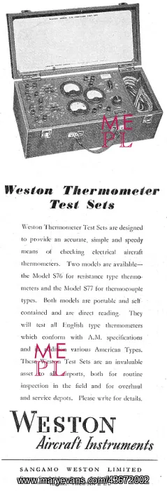 : Sangamo Weston. Weston Aircraft Instruments : Sangamo Weston. Weston Aircraft Instruments