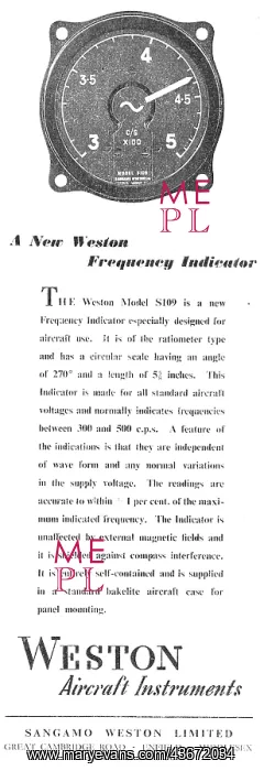  : Sangamo Weston. Weston Aircraft Instruments