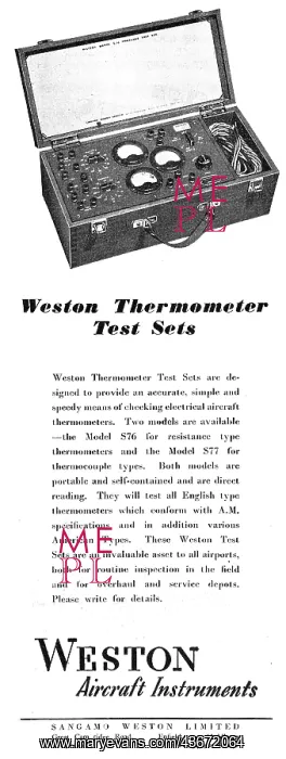  : Sangamo Weston. Weston Aircraft Instruments