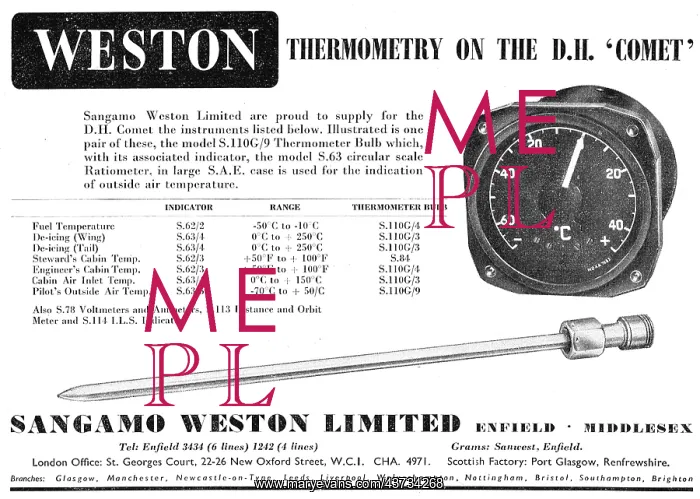 : Sangamo Weston. Weston Aircraft Instruments : Sangamo Weston. Weston Aircraft Instruments