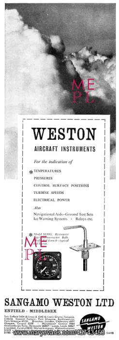 : Sangamo Weston. Weston Aircraft Instruments : Sangamo Weston. Weston Aircraft Instruments