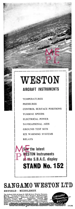 : Sangamo Weston. Weston Aircraft Instruments : Sangamo Weston. Weston Aircraft Instruments