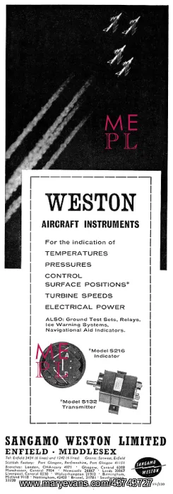 : Sangamo Weston. Weston Aircraft Instruments : Sangamo Weston. Weston Aircraft Instruments