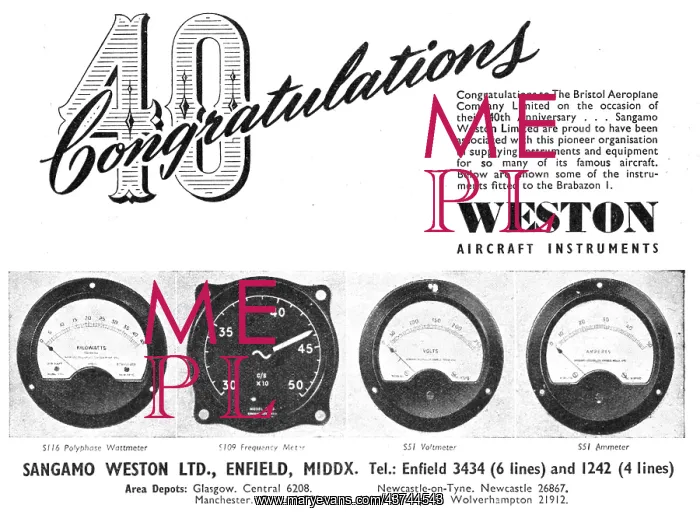 : Sangamo Weston. Weston Aircraft Instruments : Sangamo Weston. Weston Aircraft Instruments