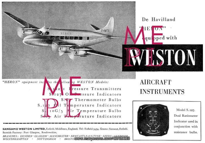 : Sangamo Weston. Weston Aircraft Instruments : Sangamo Weston. Weston Aircraft Instruments