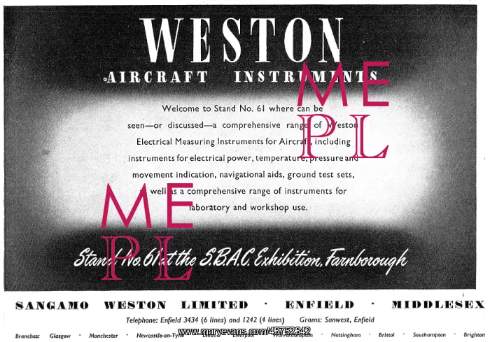: Sangamo Weston. Weston Aircraft Instruments : Sangamo Weston. Weston Aircraft Instruments