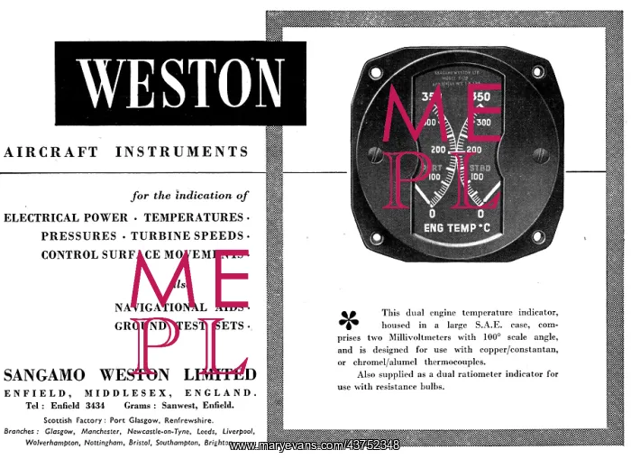 : Sangamo Weston. Weston Aircraft Instruments : Sangamo Weston. Weston Aircraft Instruments