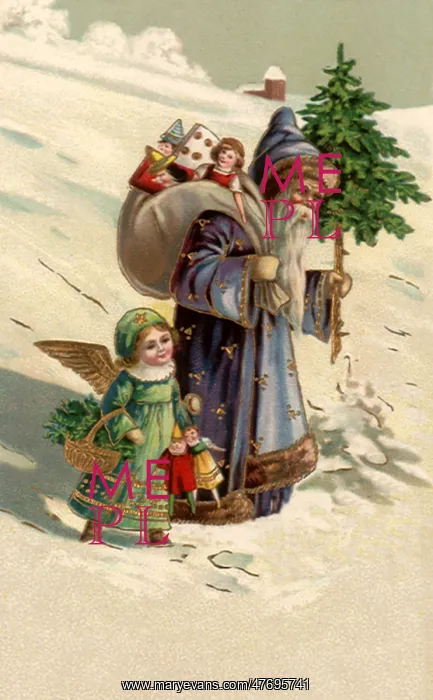 : Santa and Angel Walking : Santa and Angel Walking