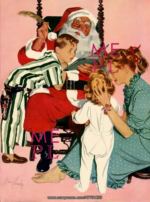  : Santa with Boy, Girl, Mom