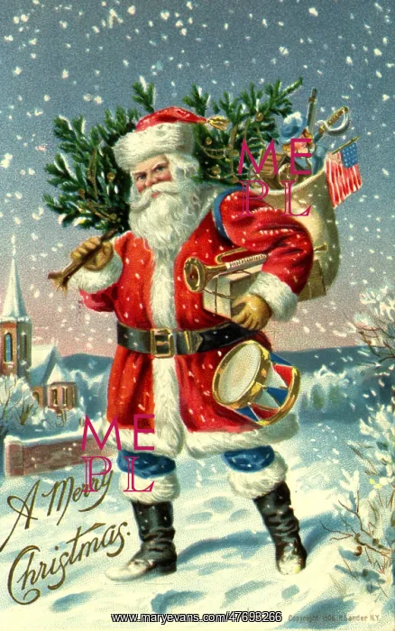  : Santa Carrying Toys and Tree