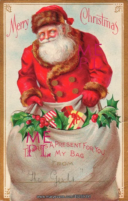 : Santa Claus on a Christmas card : Santa Claus on a Christmas card
