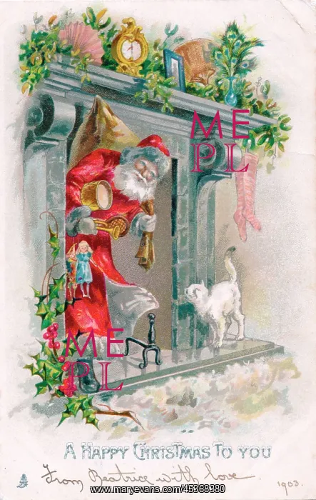 : Santa Claus on a Christmas postcard : Santa Claus on a Christmas postcard
