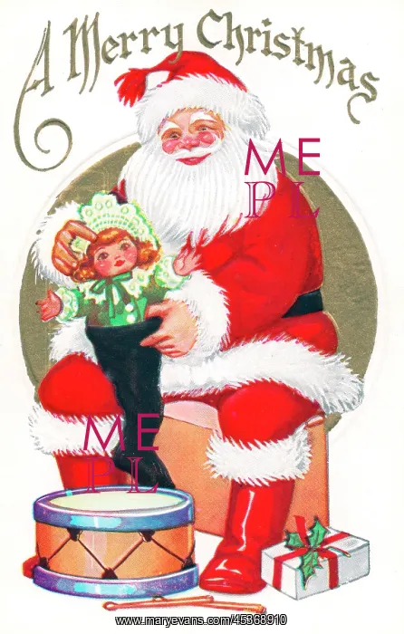 : Santa Claus on a Christmas postcard : Santa Claus on a Christmas postcard
