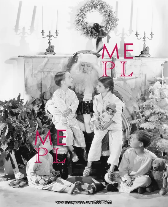 : Santa Claus with presents and a group of children : Santa Claus with presents and a group of children