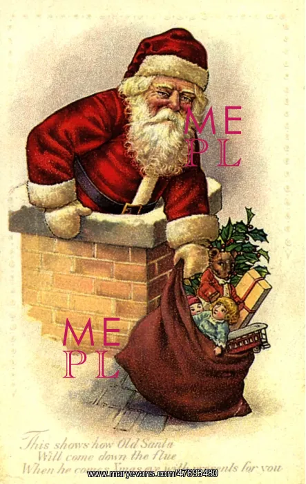 : Santa Descending Down Chimney : Santa Descending Down Chimney