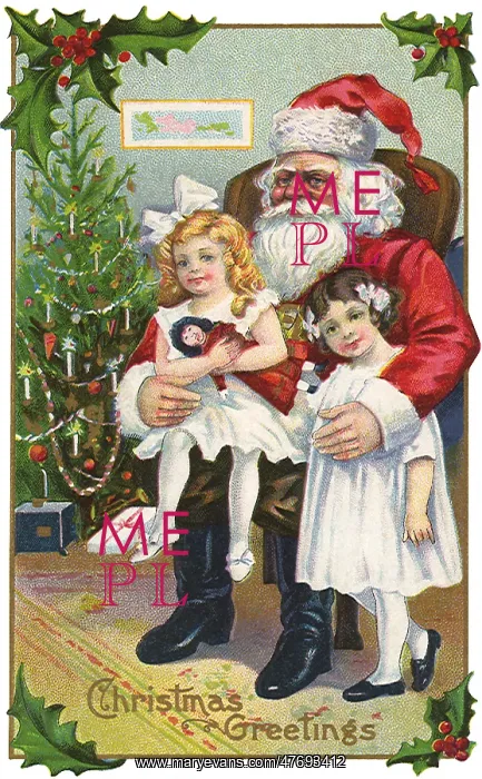  : Santa Hugs Two Girls