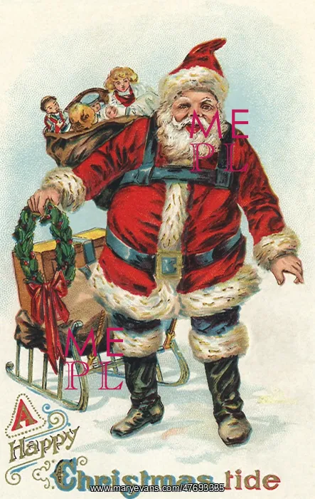 : Santa Pulls Sleigh filled with Toys : Santa Pulls Sleigh filled with Toys