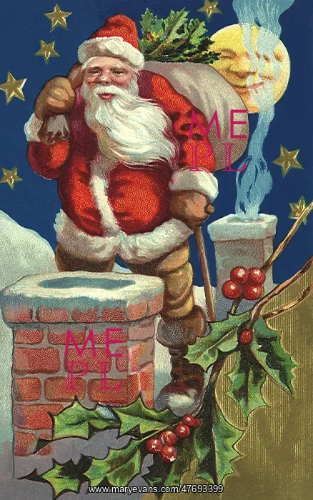  : Santa on Rooftop with Sack of Toys