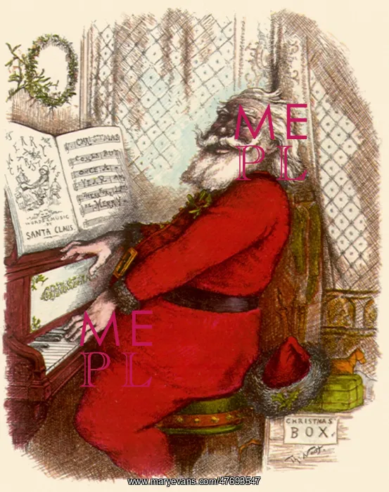 : Santa sits and plays a Piano