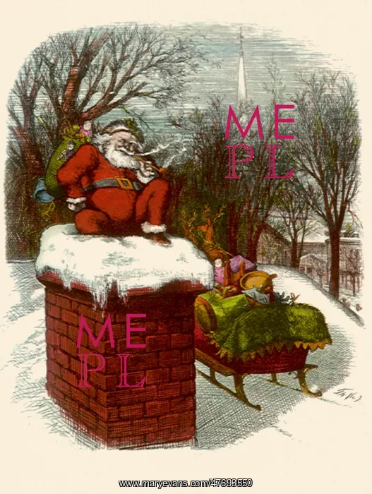 : Santa sitting on Chimney Top : Santa sitting on Chimney Top