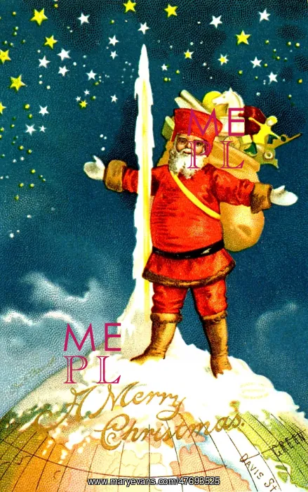: Santa Stands at North Pole of Globe : Santa Stands at North Pole of Globe