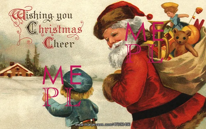 : Santa Walks in Snow with Child : Santa Walks in Snow with Child