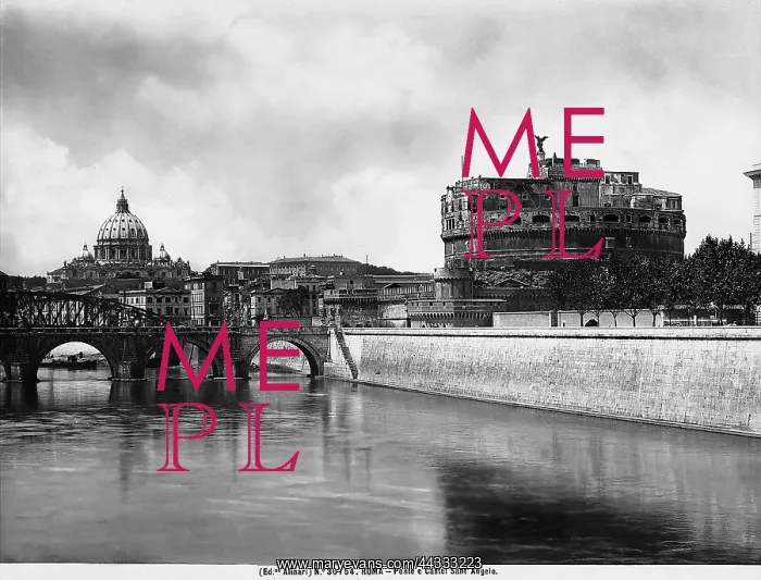 : Italy. Sant'Angelo Bridge and the Castle of the same name in Rome : Italy. Sant'Angelo Bridge and the Castle of the same name in Rome