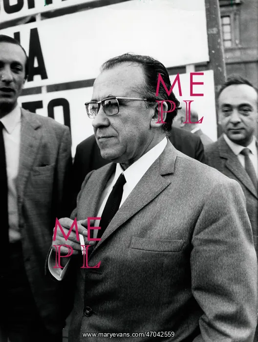: Santiago Carrillo, Spanish communist, at demonstration, Rome : Santiago Carrillo, Spanish communist, at demonstration, Rome