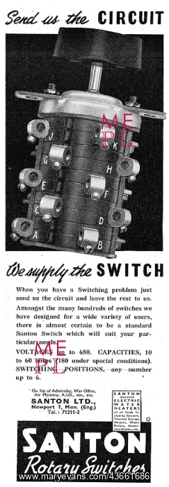 : Santon Industrial Electrical Switches 1942 : Santon Industrial Electrical Switches 1942
