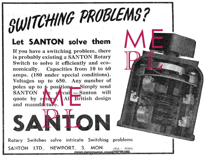 : Santon Industrial Electrical Switches 1943 : Santon Industrial Electrical Switches 1943