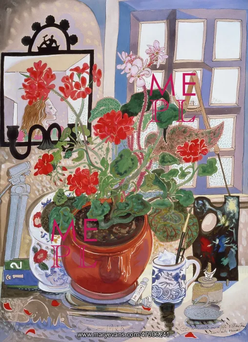 : Sara and Geraniums ' pot of geraniums : Sara and Geraniums ' pot of geraniums