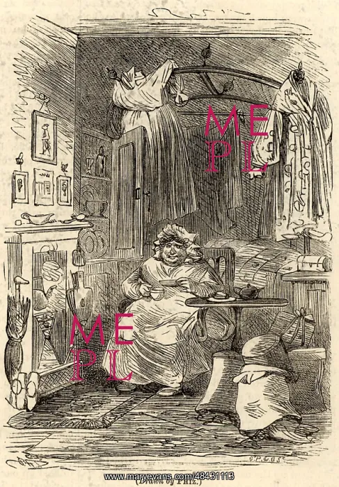 : Sarah Gamp, a character from the novel Martin : Sarah Gamp, a character from the novel Martin