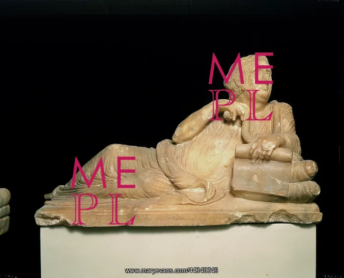 : Sarcophagus cover with figure of : Sarcophagus cover with figure of