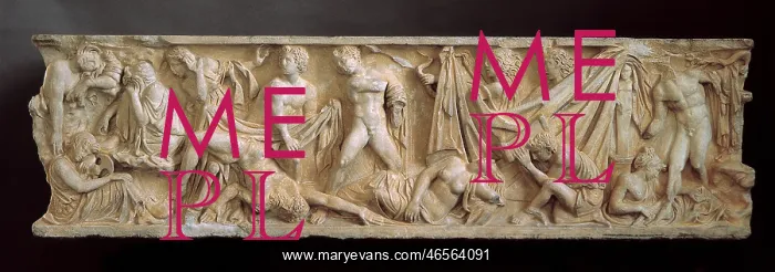 : SARCOPHAGUS FROM HUSILLOS. DEPICTION : SARCOPHAGUS FROM HUSILLOS. DEPICTION