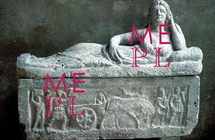 : Sarcophagus with a reclining female : Sarcophagus with a reclining female