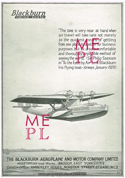 : Sassoon Talks About Future Of Flying: Blackburn Iris Tour : Sassoon Talks About Future Of Flying: Blackburn Iris Tour