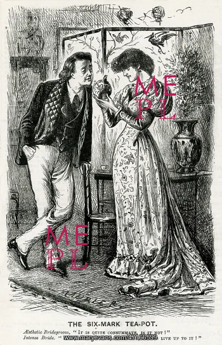 : Satire on the blue and white china craze, 1880 : Satire on the blue and white china craze, 1880